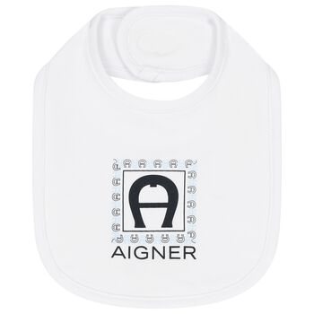 Baby Boys White Logo Bib