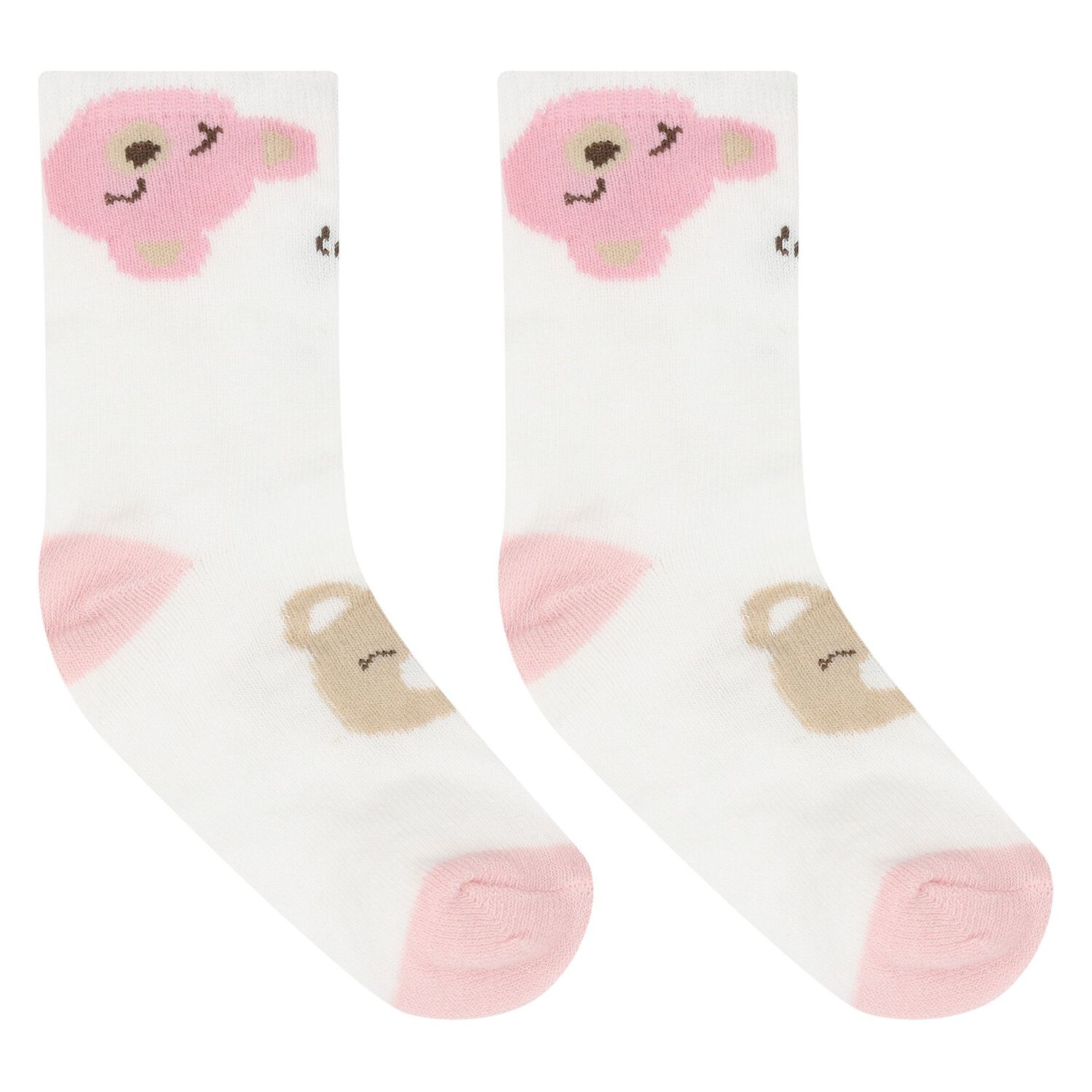Baby Girls Pink & White Socks (4 Pack), 2, hi-res image number null
