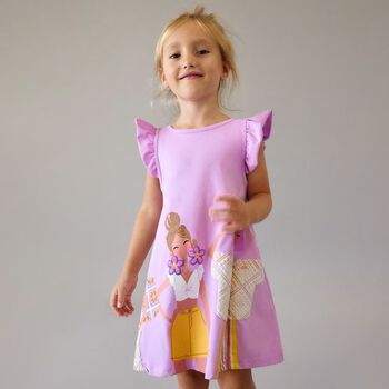 Girls Purple Ruffled Dress