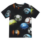 Boys Black Football T-Shirt, 1, hi-res
