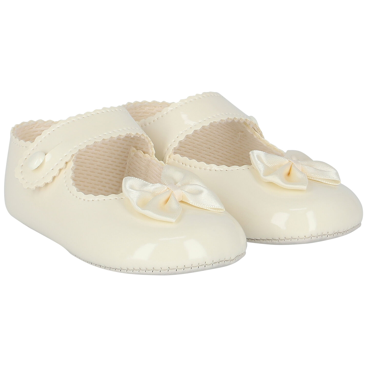 Baby Girls Ivory Leather Pre Walker Shoes, 2, hi-res image number null