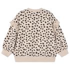 Girls Beige Heart Print Sweatshirt , 1, hi-res