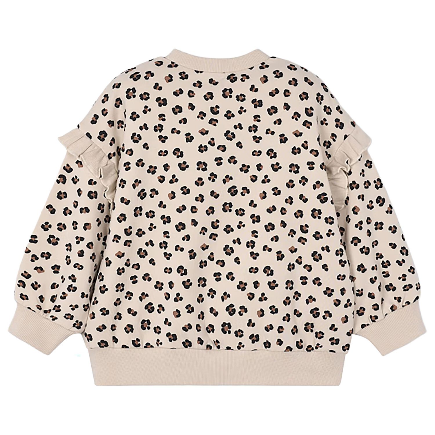 Girls Beige Heart Print Sweatshirt , 1, hi-res