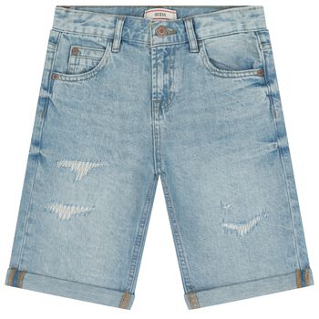Boys Blue Denim Logo Shorts 