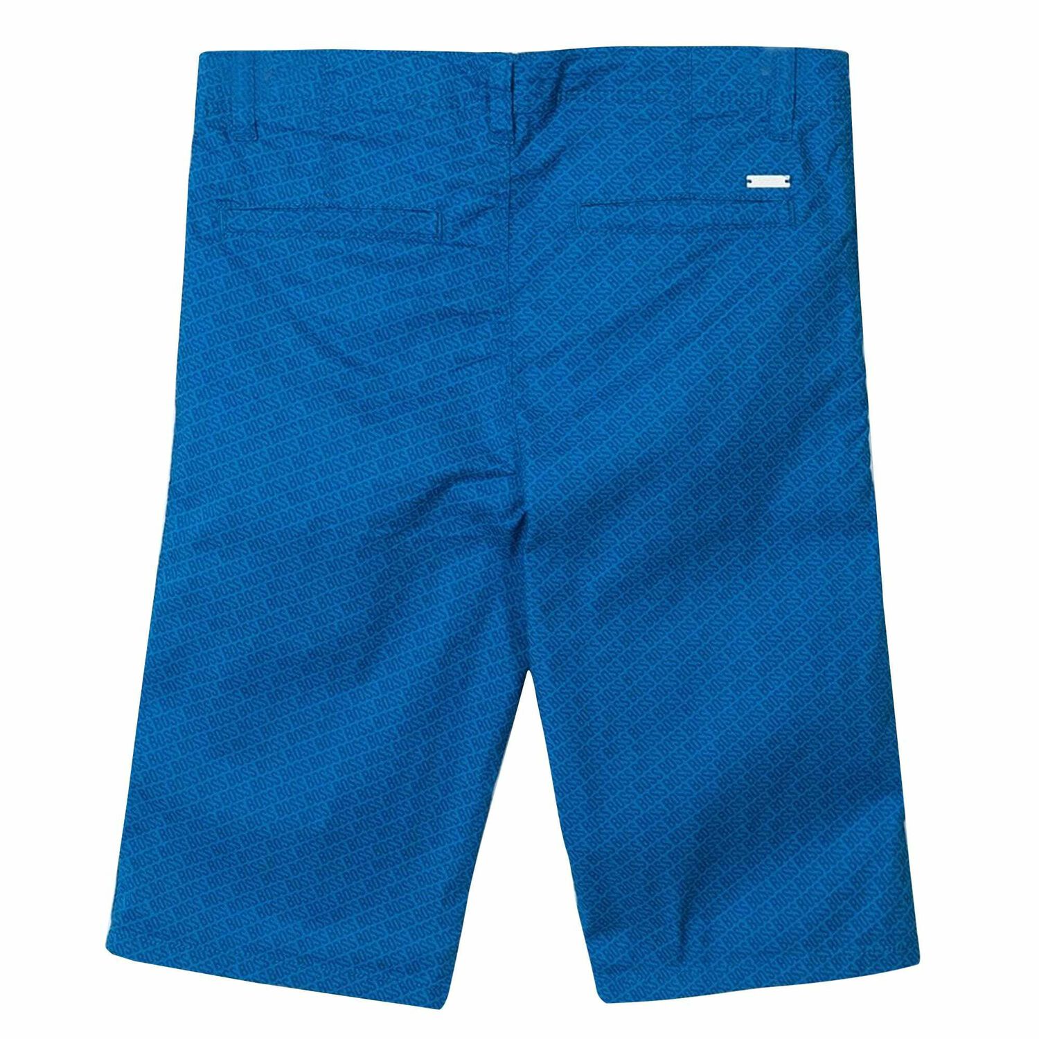 Boys Blue Cotton Logo Shorts, 1, hi-res