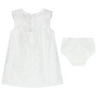 Baby Girls White Logo Dress, 1, hi-res