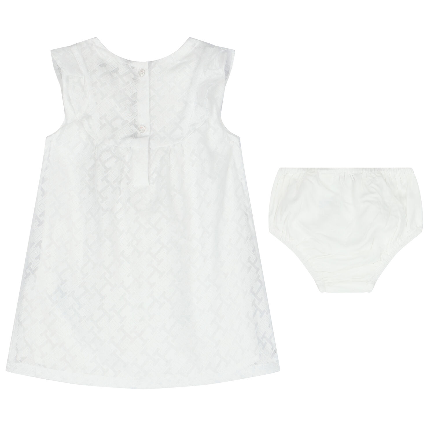 Baby Girls White Logo Dress, 1, hi-res