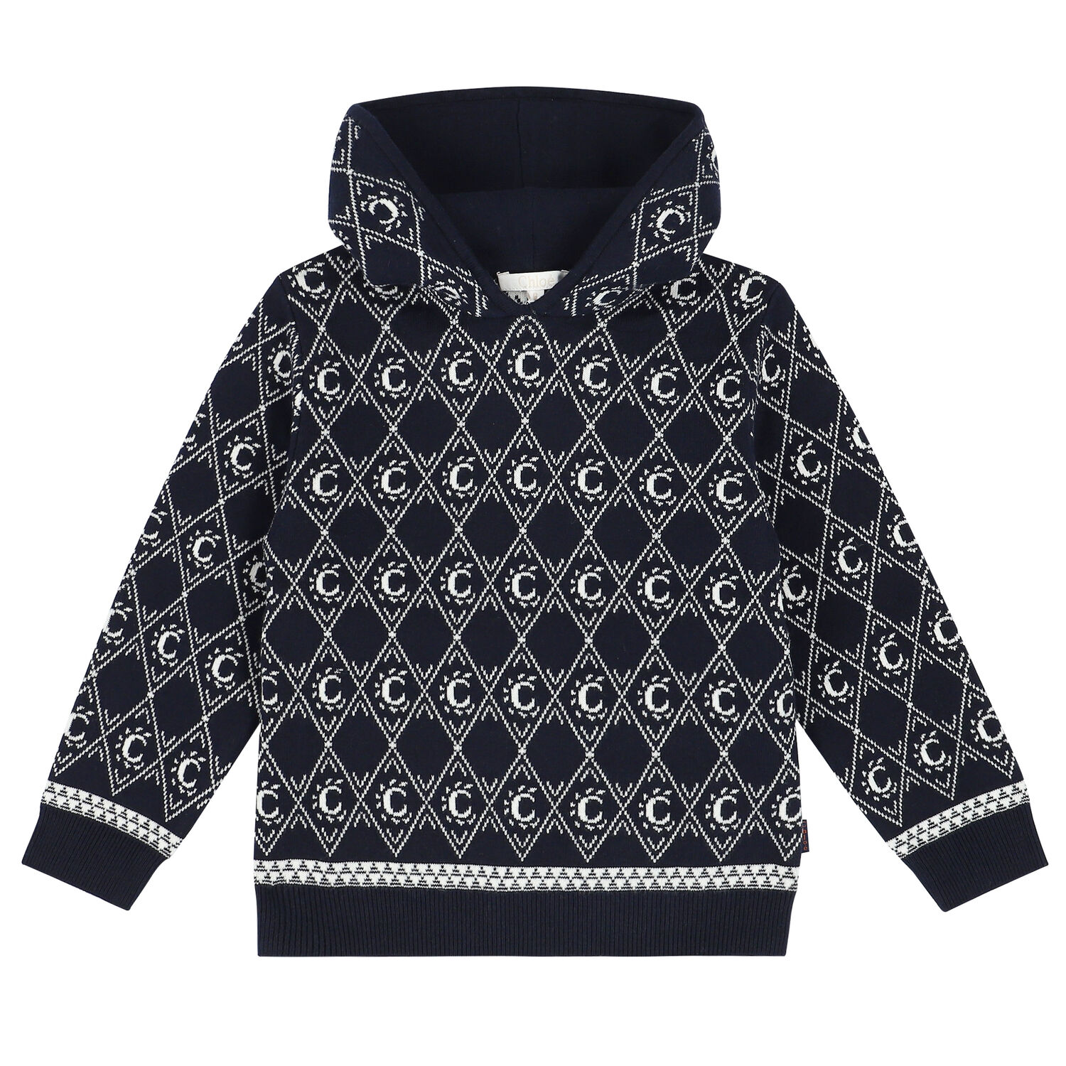 Girls Navy Logo Hooded Top, 1, hi-res image number null