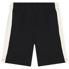 Boys Black & Ivory Cotton Jersey Shorts, 1, hi-res
