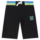 Younger Boys Black Logo Shorts, 1, hi-res