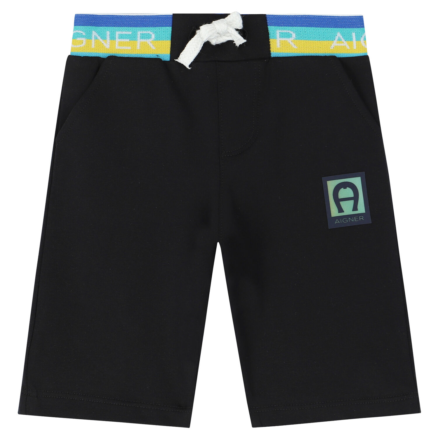 Younger Boys Black Logo Shorts, 1, hi-res