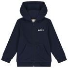 Boys Navy Blue Logo Tracksuit, 1, hi-res