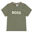 Younger Boys Green Logo T-Shirt, 2, hi-res