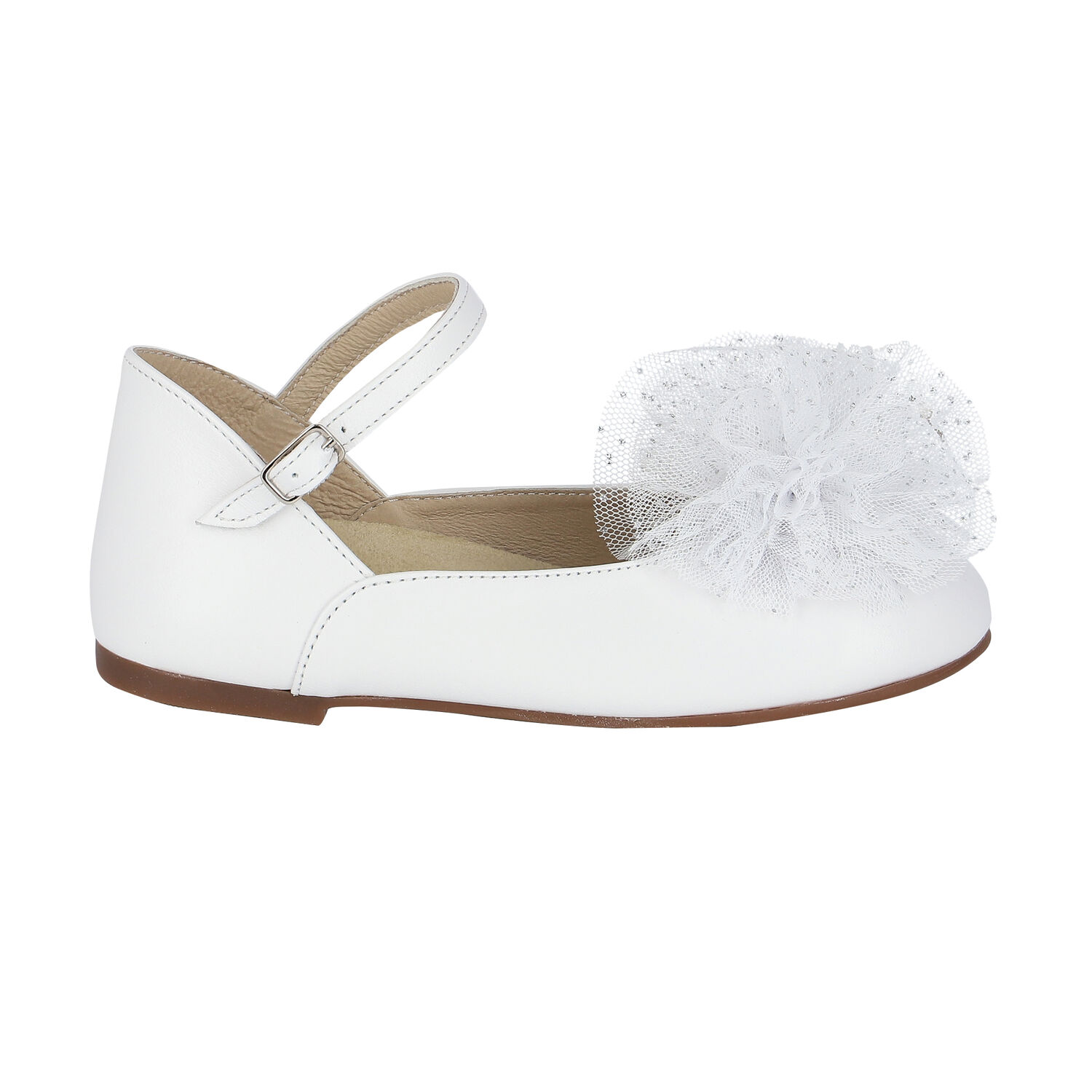 Girls White Embellished Ballerina Shoes, 1, hi-res