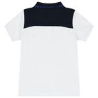 Boys White Logo Polo Shirt, 2, hi-res