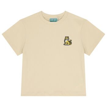 Beige Tiger Logo T-Shirt