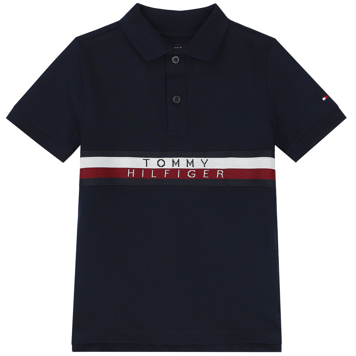 Boys Navy Blue Logo Polo Shirt, 1, hi-res