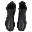 Girls Black Faux Leather Boots, 1, hi-res