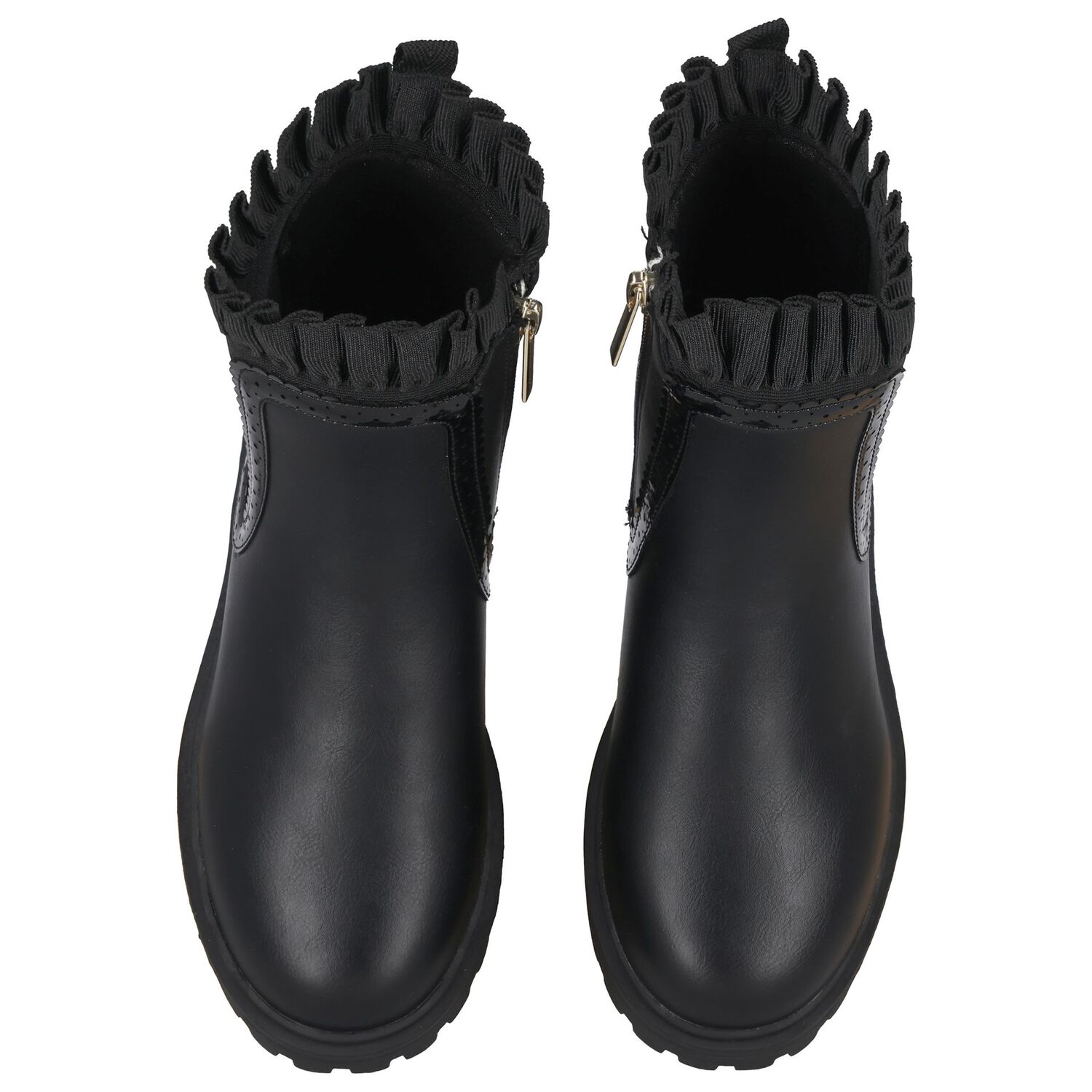 Girls Black Faux Leather Boots, 1, hi-res image number null