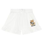 Girls White Teddy Bear Shorts, 1, hi-res