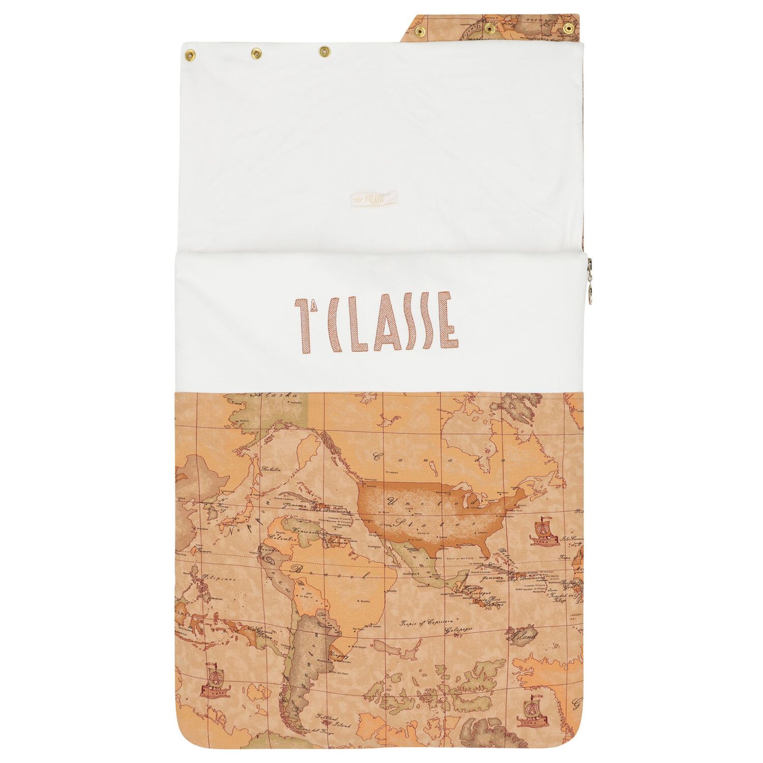 White & Beige Geo Map Logo Baby Nest, 1, hi-res