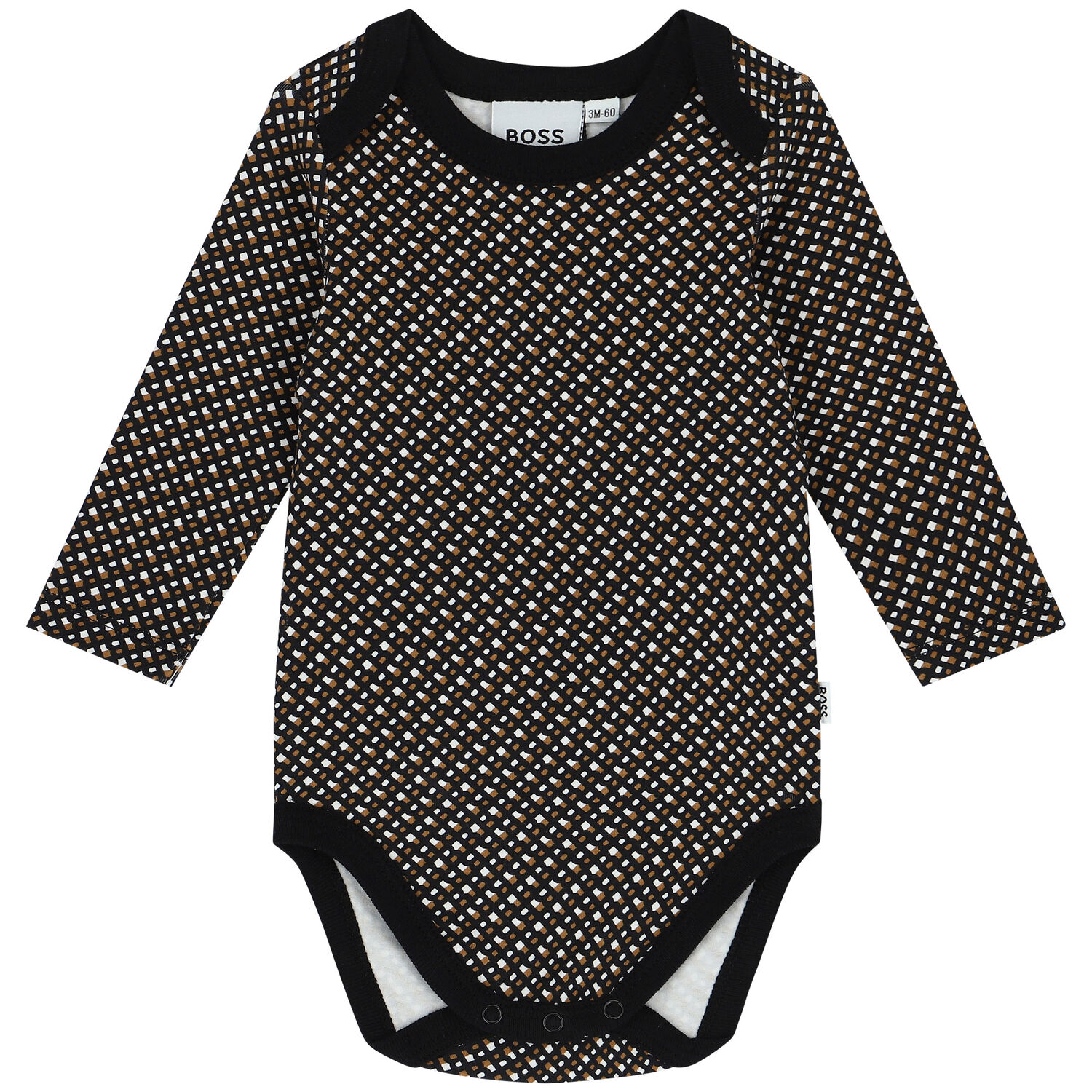 Baby Boys Black & Beige Logo Bodysuits ( 2 Pack ), 1, hi-res