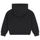 Girls Black Logo Hooded Top, 1, hi-res