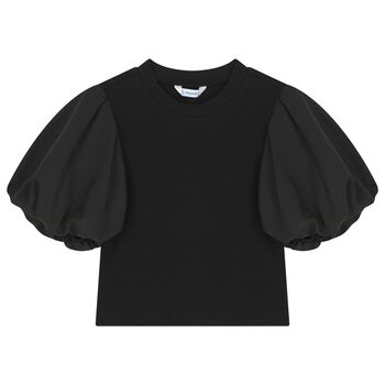 Girls Black Ribbed Top