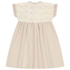 Girls Beige Embroidered Dress, 1, hi-res
