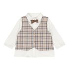 Baby Boys White & Beige Waistcoat Suit, 1, hi-res