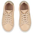 Girls Beige Logo Trainers, 1, hi-res