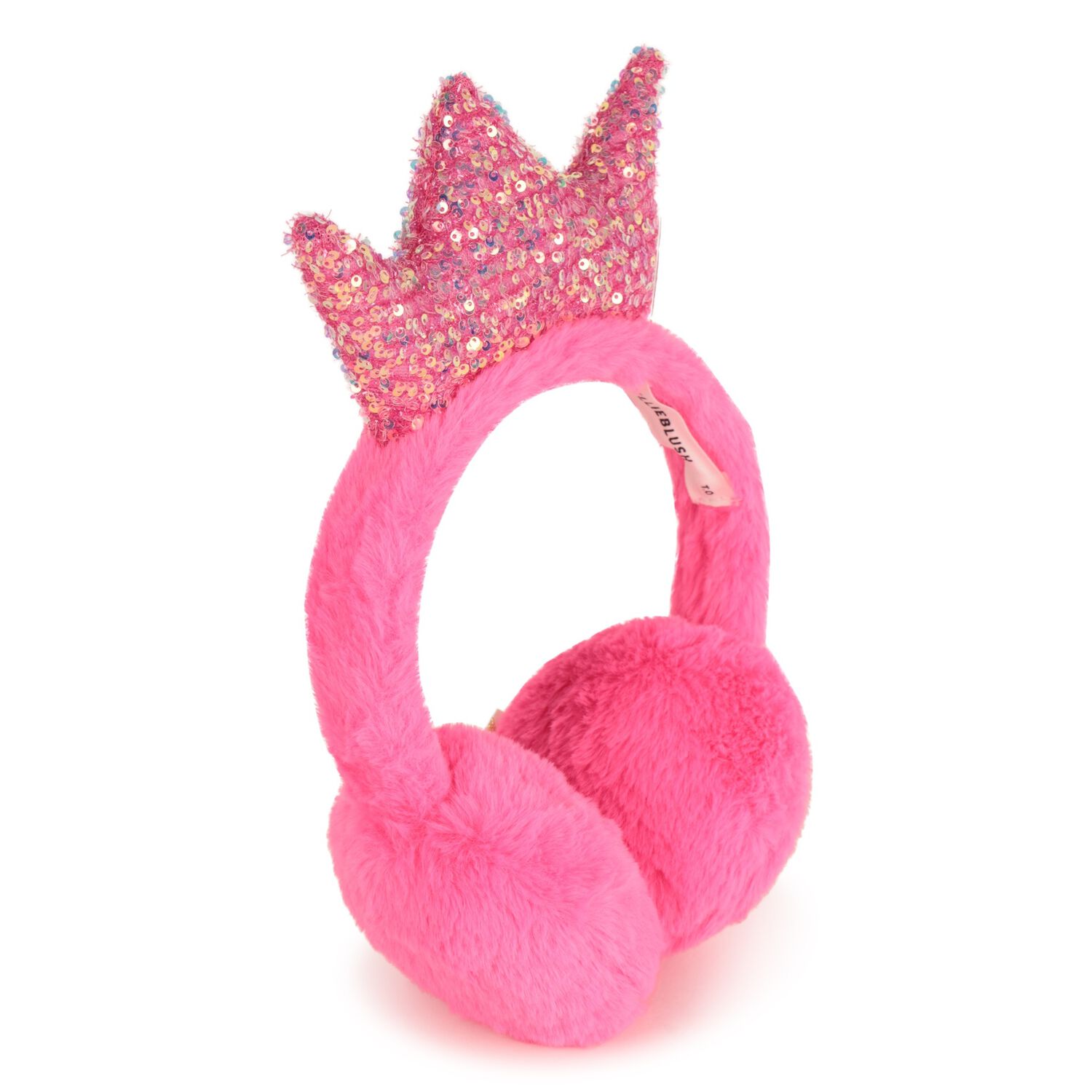 Girls Pink Crown Ear Muffs, 1, hi-res