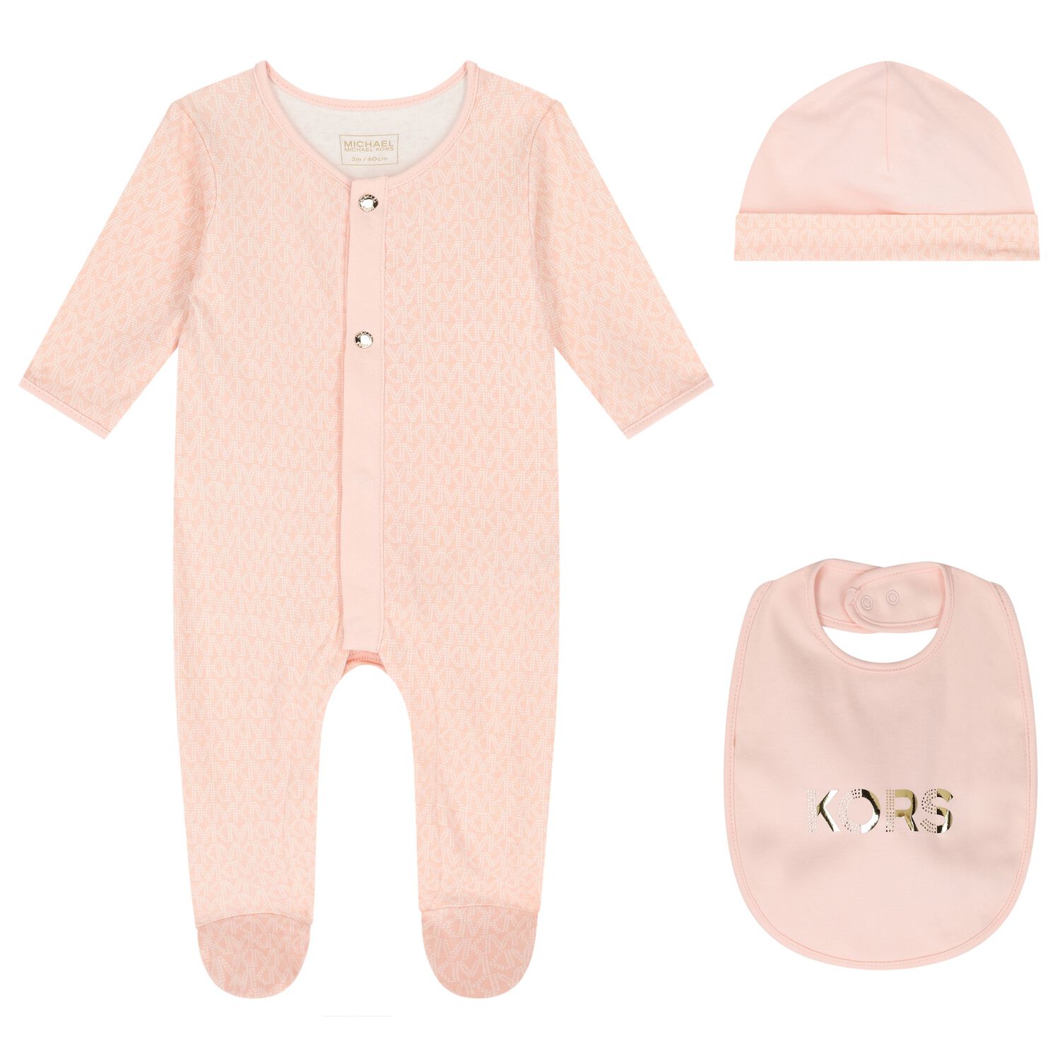 Baby Girls Pink Logo Babygrow Gift Set, 2, hi-res
