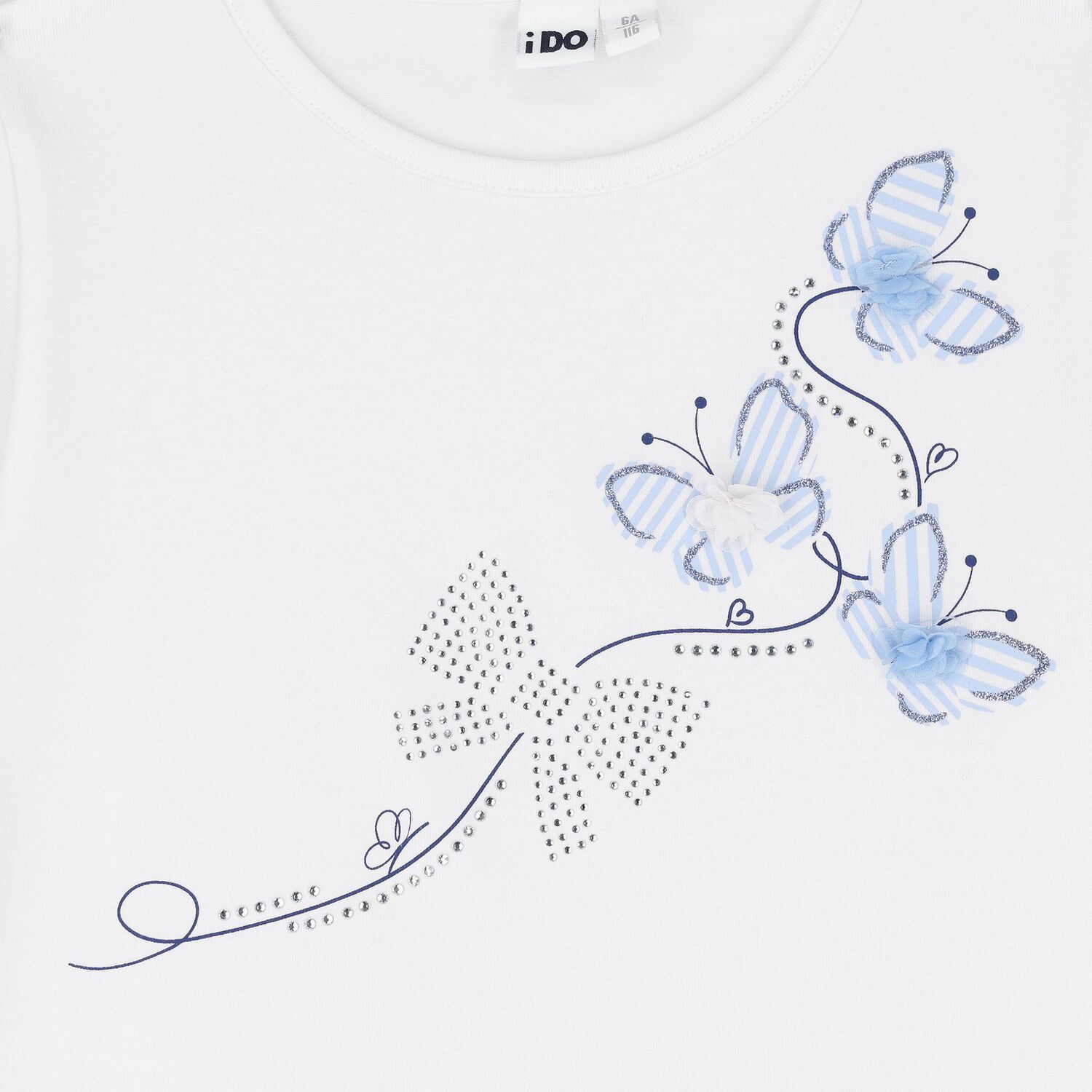 Girls White Butterfly T-Shirt, 1, hi-res image number null