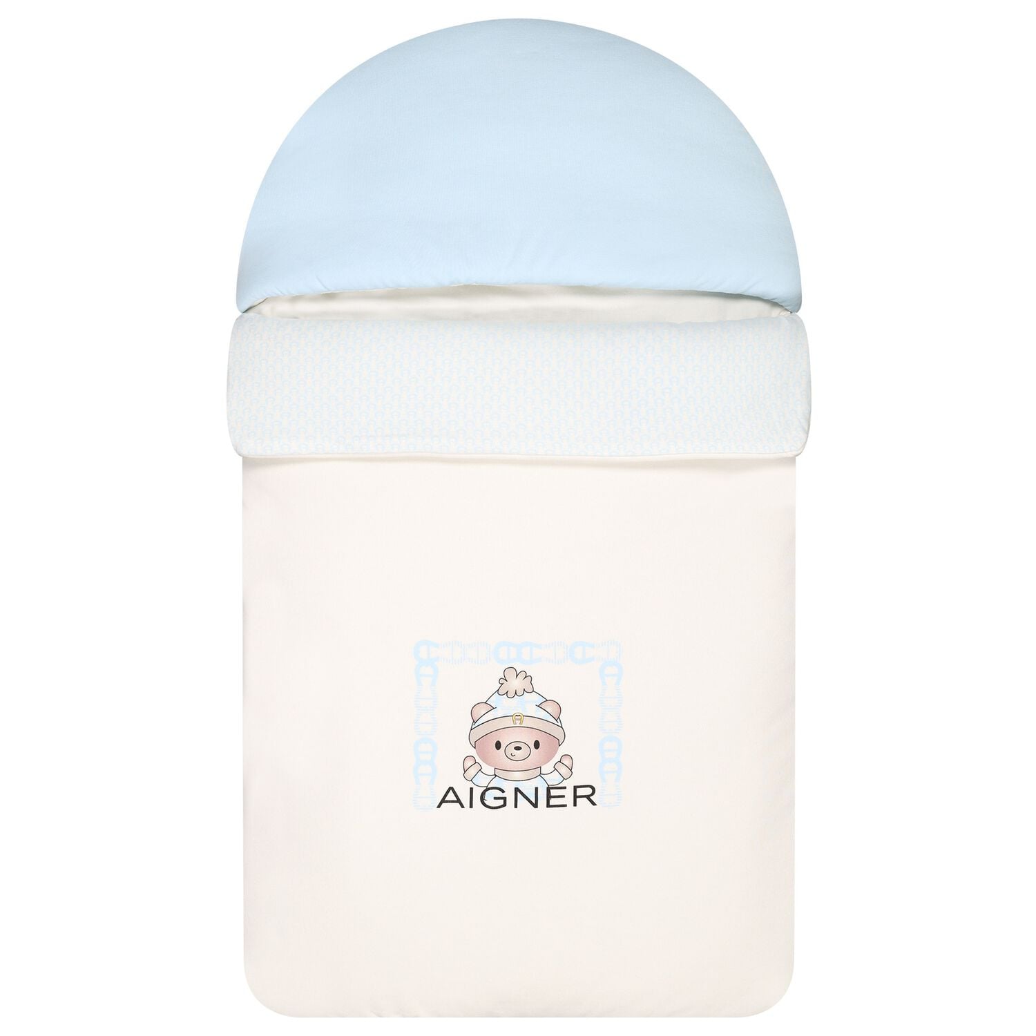 Baby Boys Ivory & Blue Teddy Bear Logo Nest, 2, hi-res