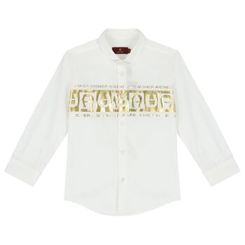 Boys White & Gold Logo Shirt