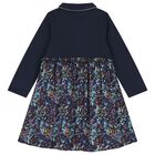 Girls Navy Blue Logo Dress, 2, hi-res
