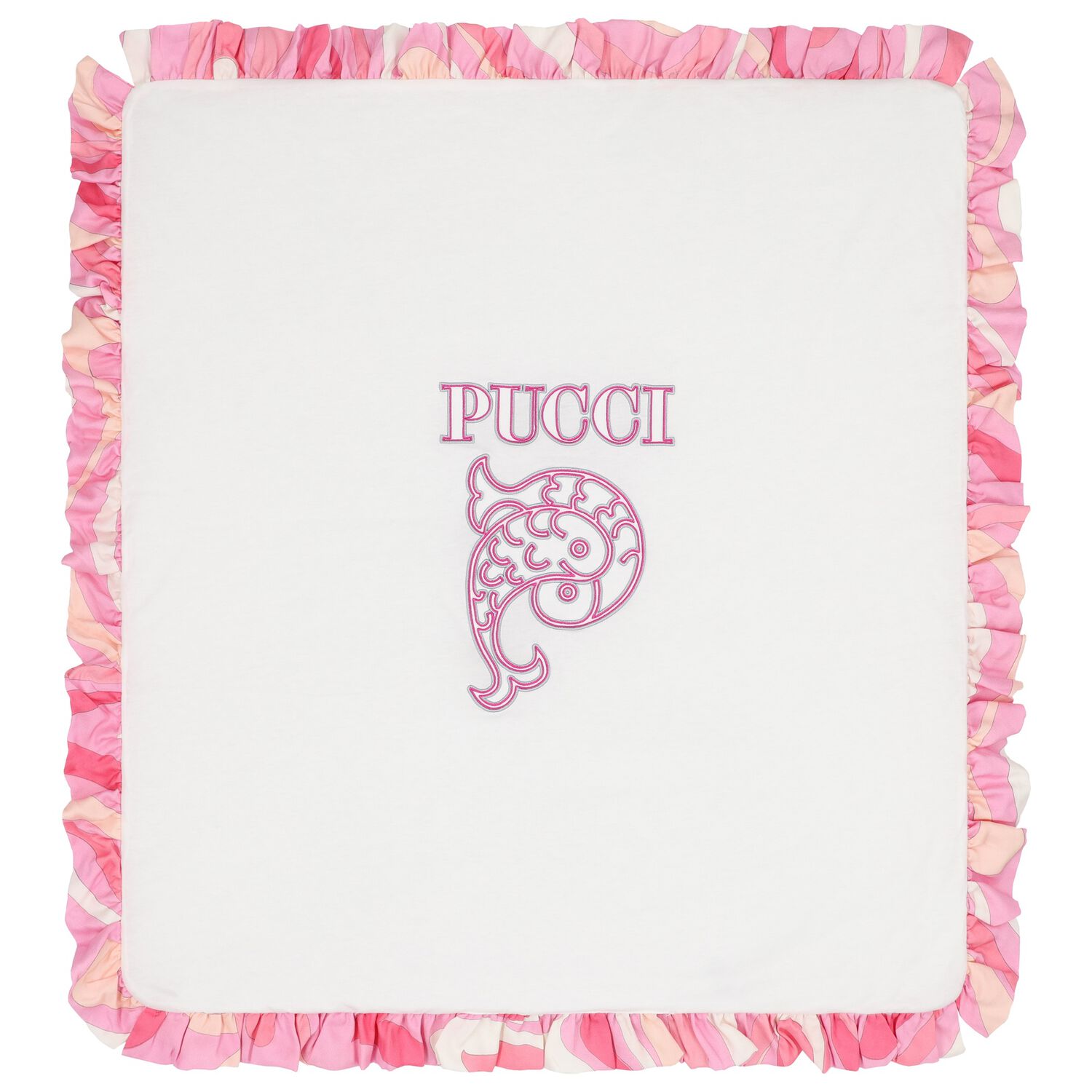 Baby Girls Ivory & Pink Iride Ruffle Blanket, 2, hi-res