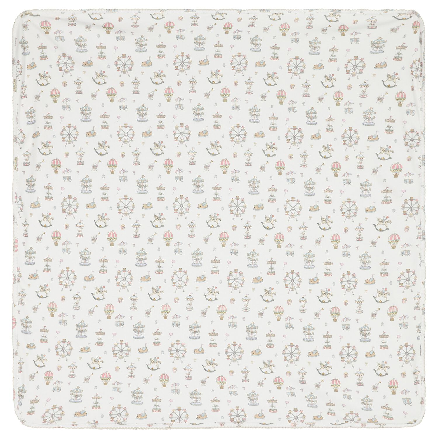 White Carousel & Hot Air Balloon Baby Blanket, 1, hi-res