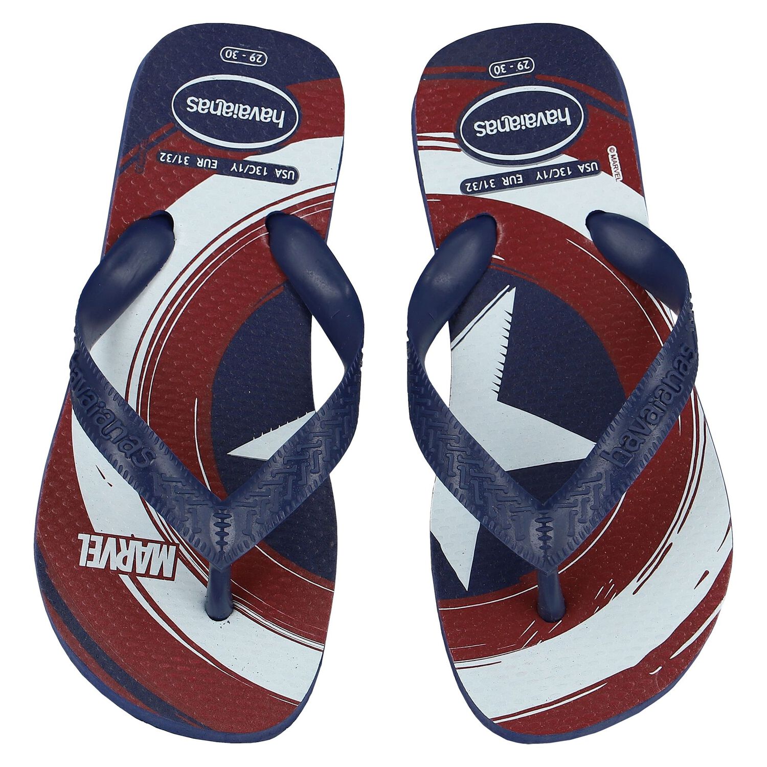 Boys Navy Blue Marvel Logo Flip Flops, 1, hi-res image number null
