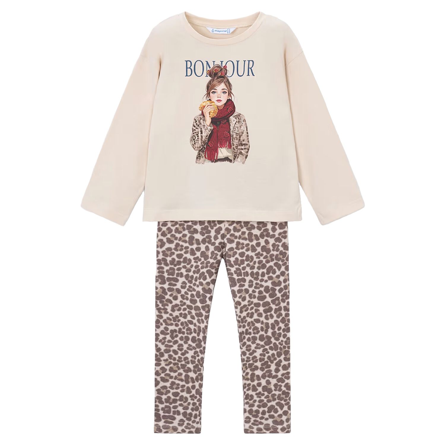 Girls Ivory & Beige Leggings Set, 1, hi-res