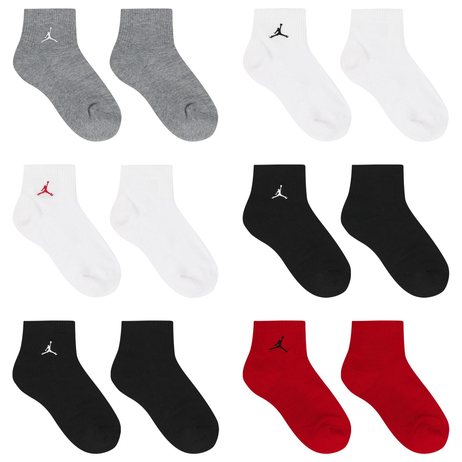 Red, White & Black Jordan Logo Socks ( 6-Pack ), 1, hi-res