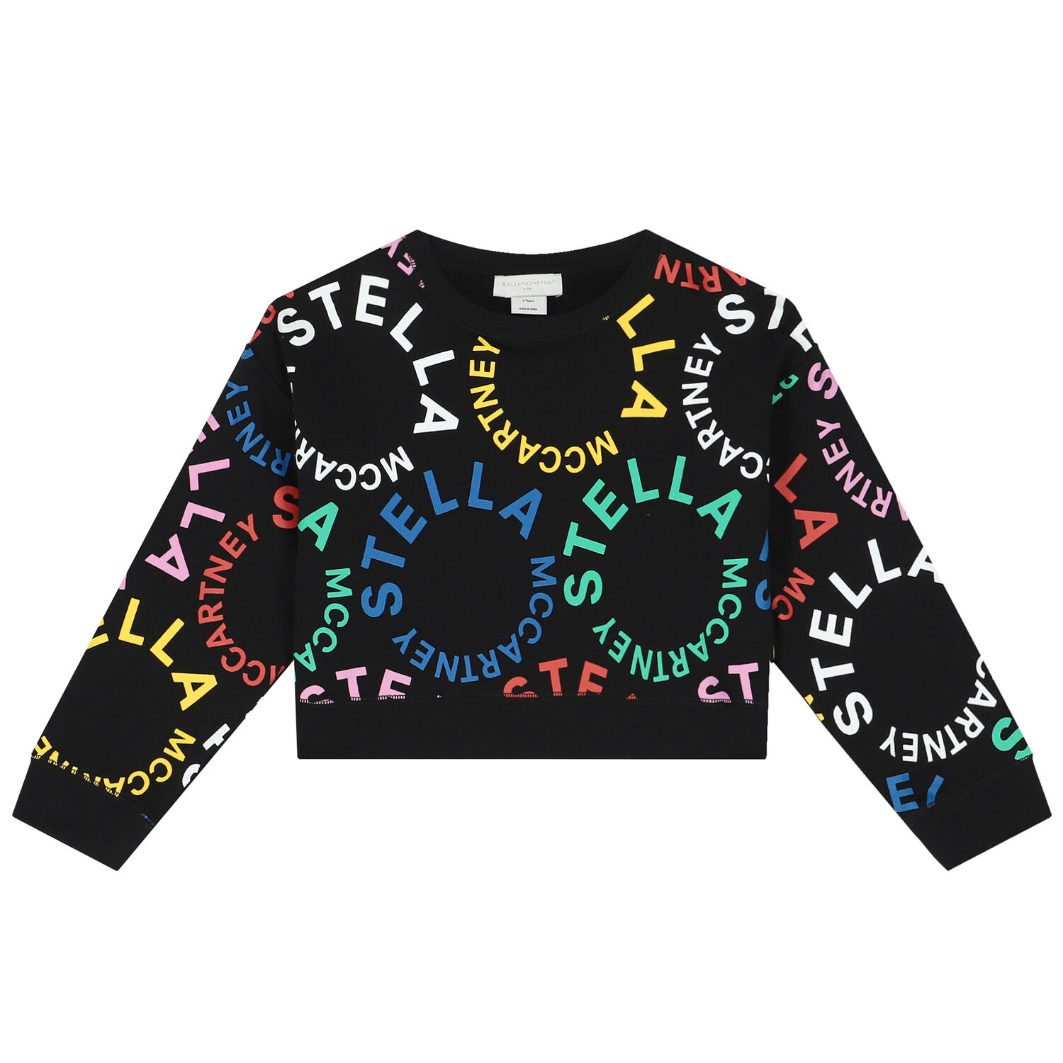 Girls Black Logo Sweatshirt, 1, hi-res