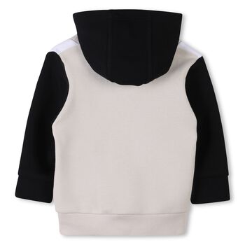 Younger Boys Beige & Black Logo Zip Up Top