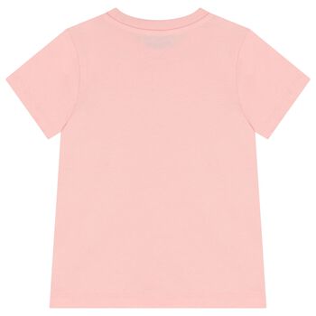 Girls Pink Teddy Bear Logo T-Shirt