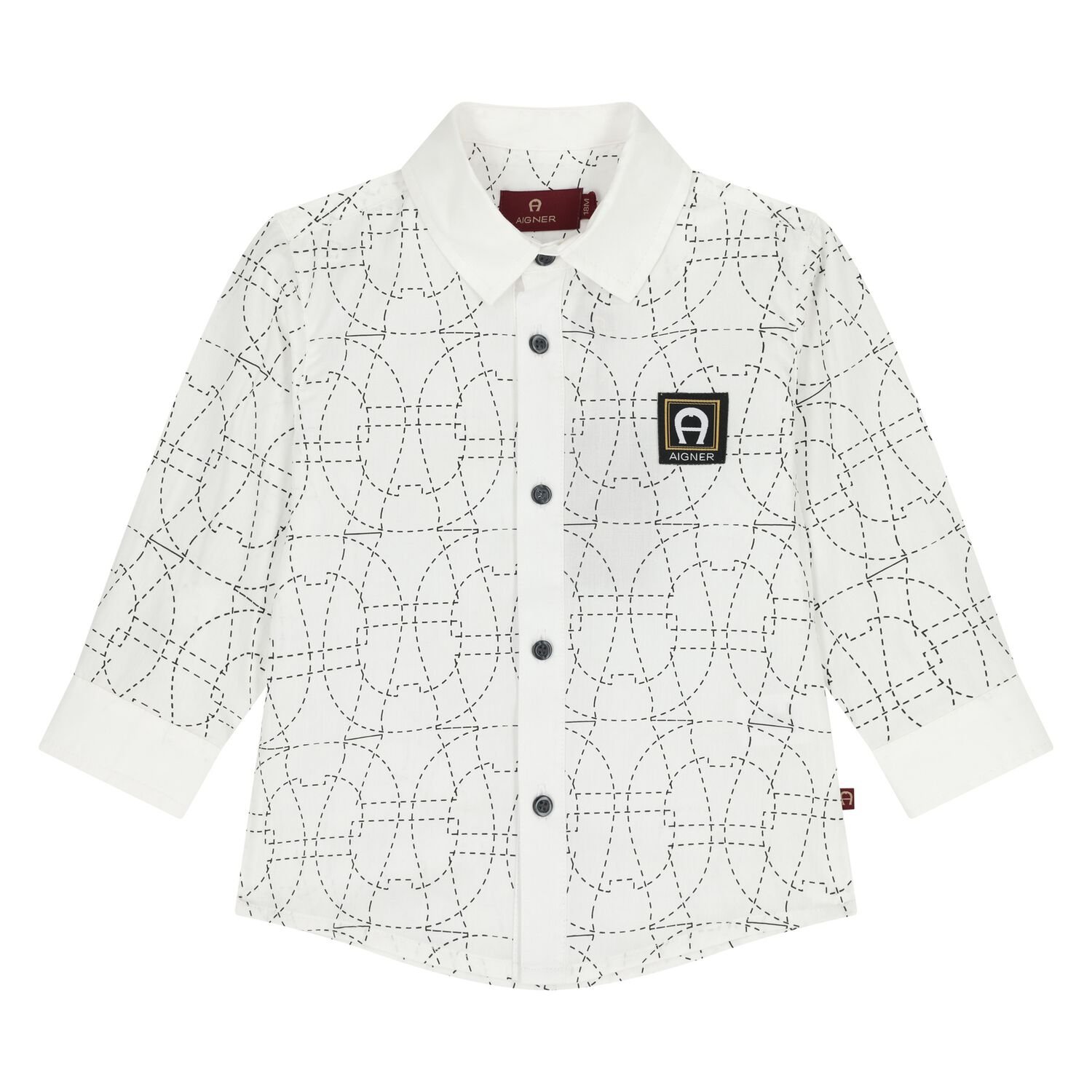 Younger Boys White Logo Shirt, 1, hi-res