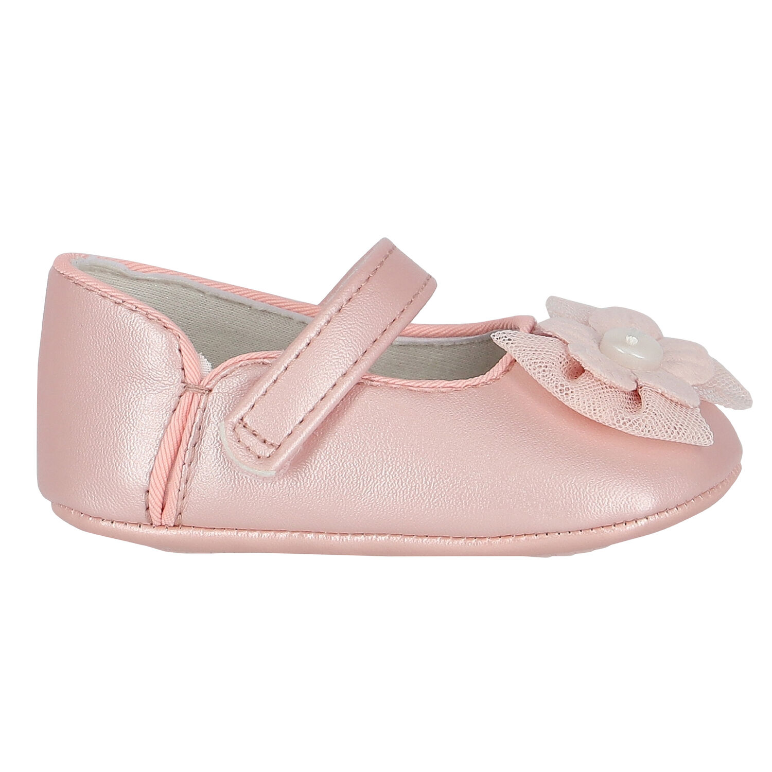 Baby Girls Pink Flower Pre Walker Shoes, 3, hi-res