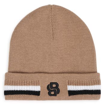 Baby Boys Beige Logo Beanie Hat
