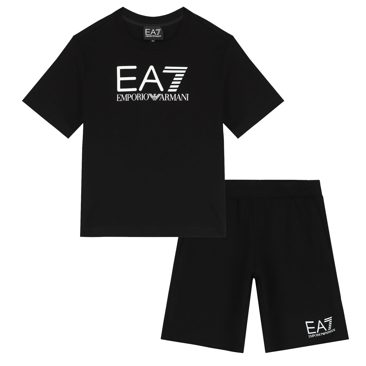 Boys Black Logo Shorts Set, 1, hi-res
