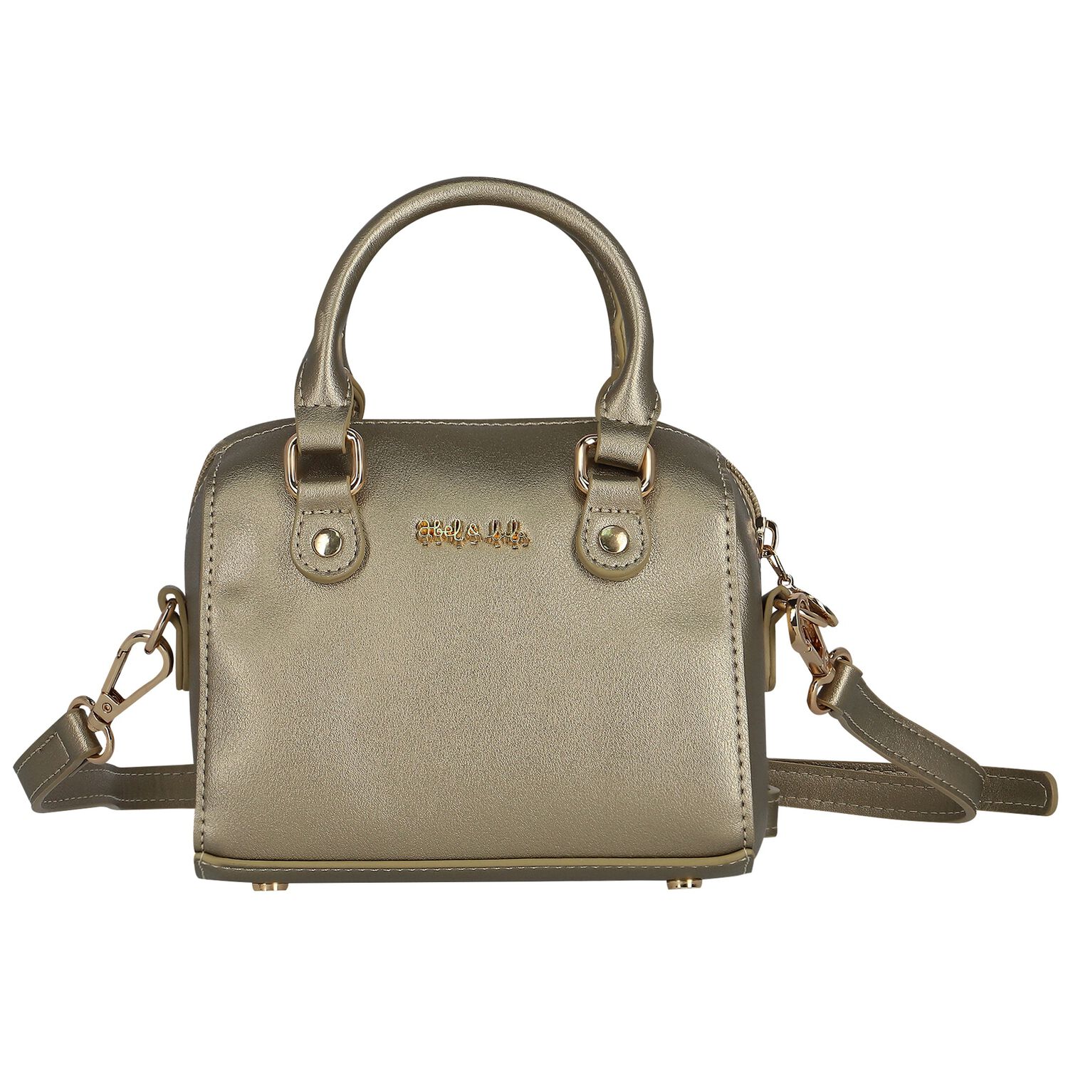 Girls Gold Faux Leather Handbag, 1, hi-res image number null
